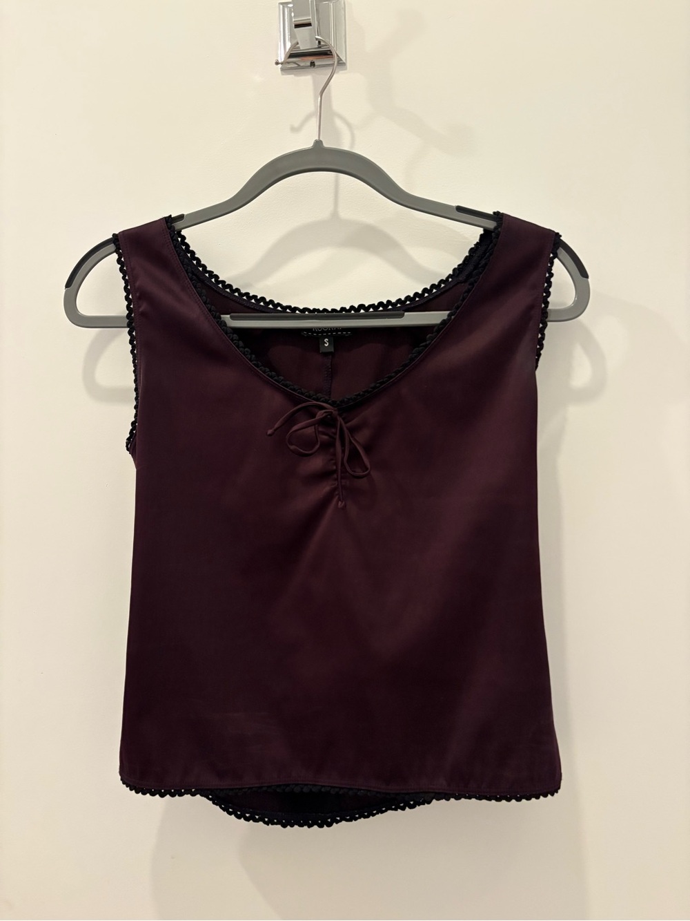 Kookai Plum Satin Lace-Trim Camisole